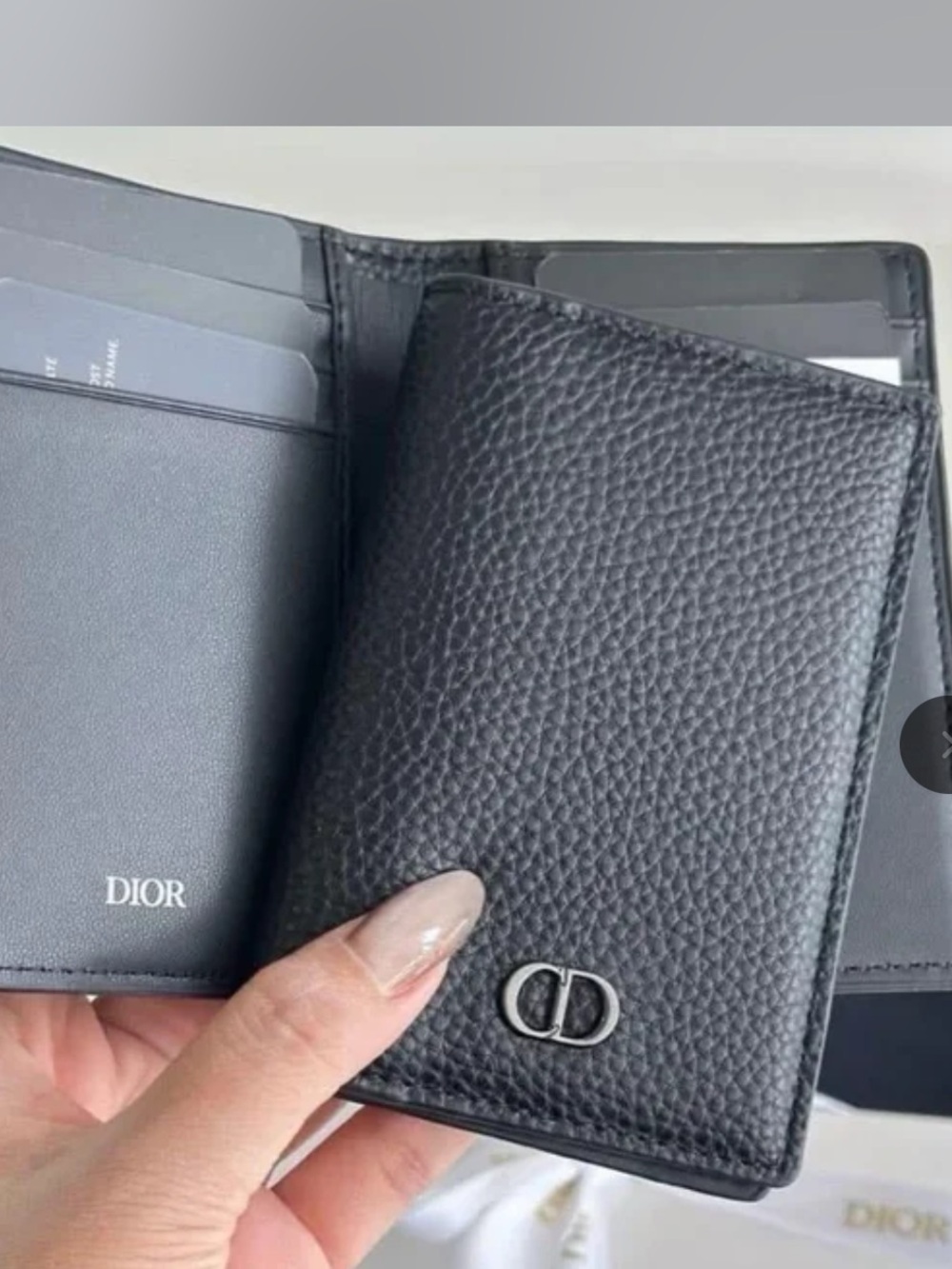 Dior Parfums Black Textured Leather Card Holder with dust bag - NIB - Picture 3 of 13